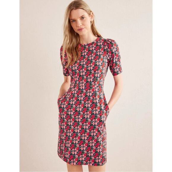 Boden Zoe Jersey Dress Multi, Abstract Poppy Sz 6P - Picture 1 of 10